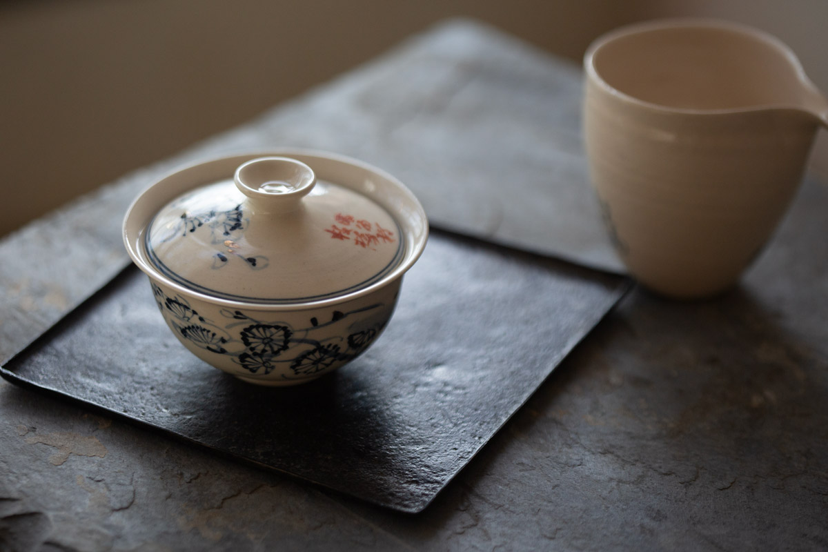 gilded quinghua gaiwan plum blossom 8 | BITTERLEAF TEAS