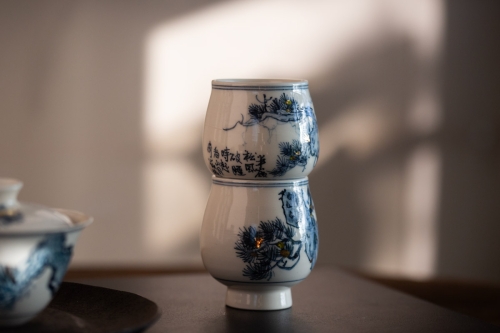 Gilded Qinghua Teacup - Pine - Image 7