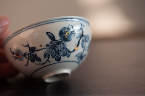 Gilded Qinghua Teacup - Pomegranate - Image 14