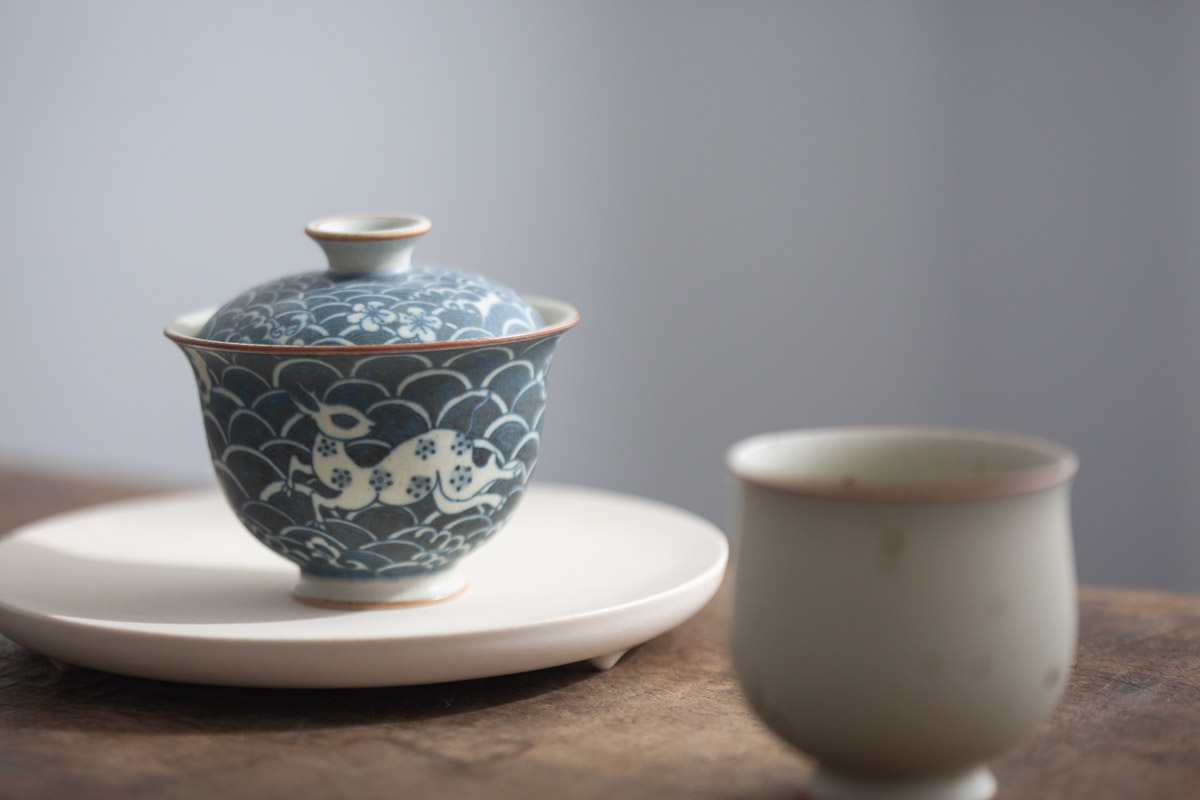 muted qinghua gaiwan deer wave 1 | BITTERLEAF TEAS