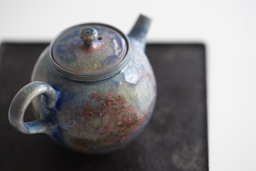 Chameleon Soda Ash Wood Fired Teapot IV - Image 4